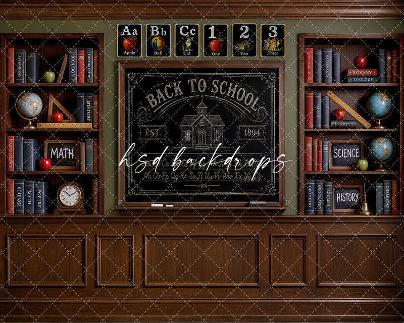 Antique School Chalkboard Photography Backdrop – Vintage Classroom Portrait Scene | HSD Backdrops