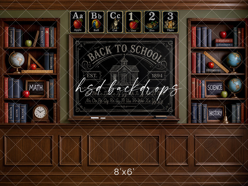 Antique School Chalkboard Photography Backdrop – Vintage Classroom Portrait Scene | HSD Backdrops