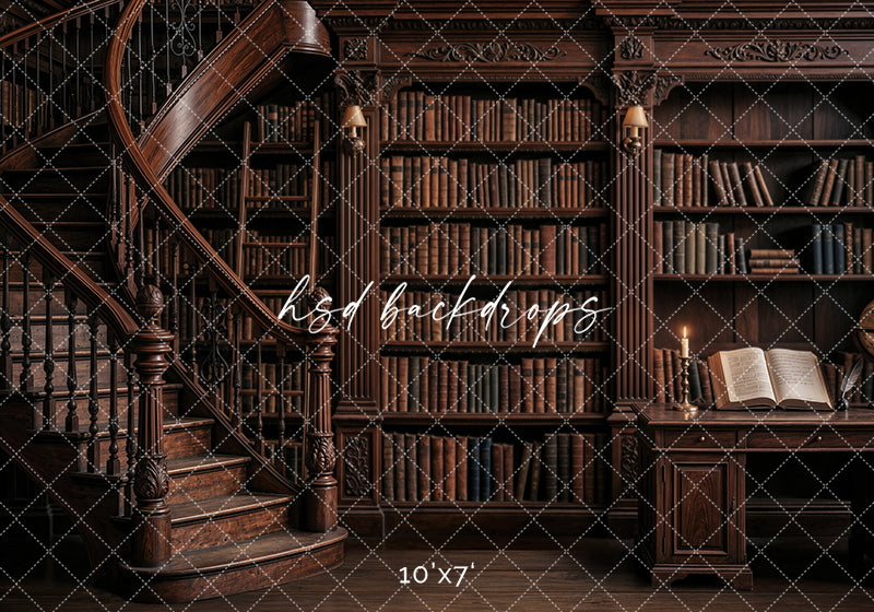Old World Library Photography Backdrop – Scholarly Back to School Portrait Scene | HSD Backdrops