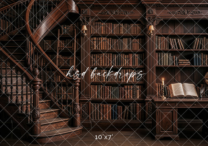 Old World Library Photography Backdrop – Scholarly Back to School Portrait Scene | HSD Backdrops