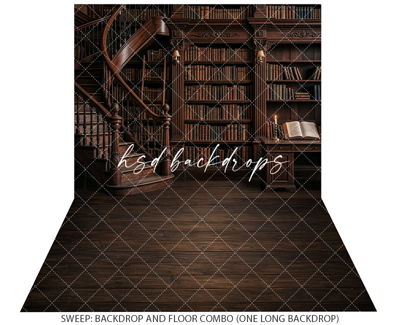 Old World Library Photography Backdrop – Scholarly Back to School Portrait Scene | HSD Backdrops