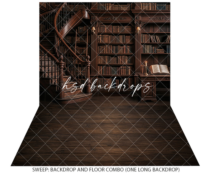 Old World Library Photography Backdrop – Scholarly Back to School Portrait Scene | HSD Backdrops