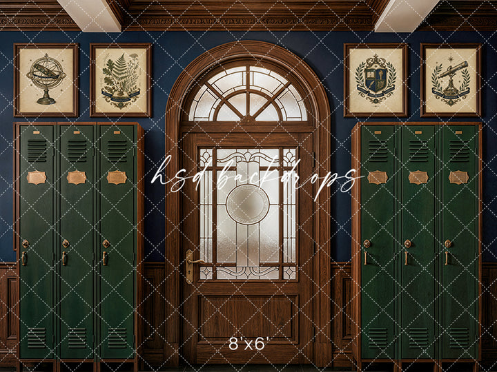 Classic Academy Lockers Photography Backdrop – Refined Student Portrait Setting | HSD Backdrops