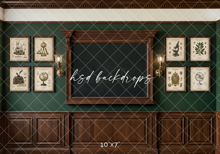 Vintage Academy Chalkboard Photography Backdrop – Traditional Student Portrait Scene | HSD Backdrops