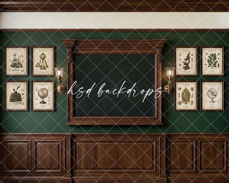 Vintage Academy Chalkboard Photography Backdrop – Traditional Student Portrait Scene | HSD Backdrops