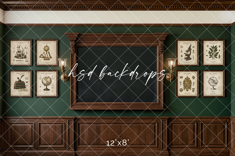 Vintage Academy Chalkboard Photography Backdrop – Traditional Student Portrait Scene | HSD Backdrops