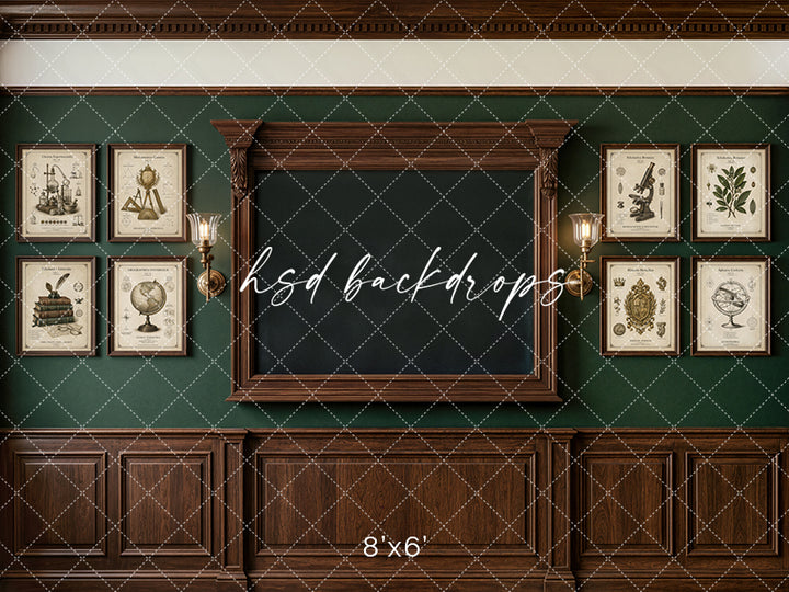 Vintage Academy Chalkboard Photography Backdrop – Traditional Student Portrait Scene | HSD Backdrops