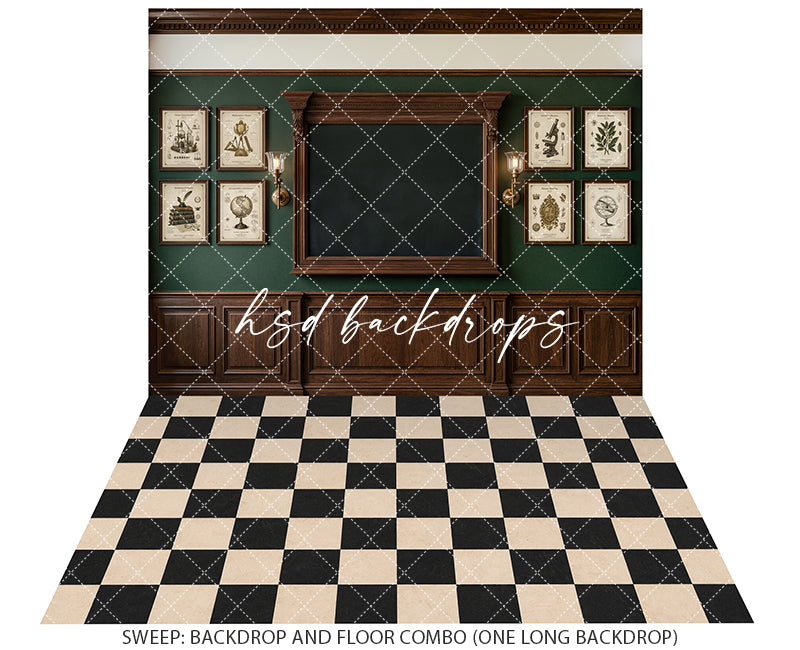 Vintage Academy Chalkboard Photography Backdrop – Traditional Student Portrait Scene | HSD Backdrops
