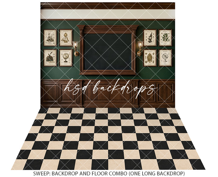 Vintage Academy Chalkboard Photography Backdrop – Traditional Student Portrait Scene | HSD Backdrops