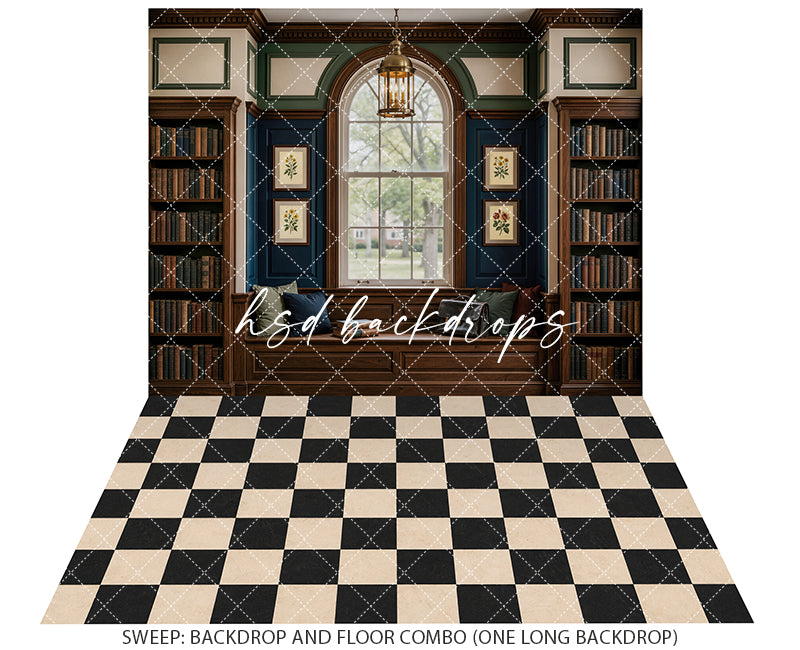 Academic Reading Nook Photography Backdrop – Timeless Student Portrait Scene | HSD Backdrops