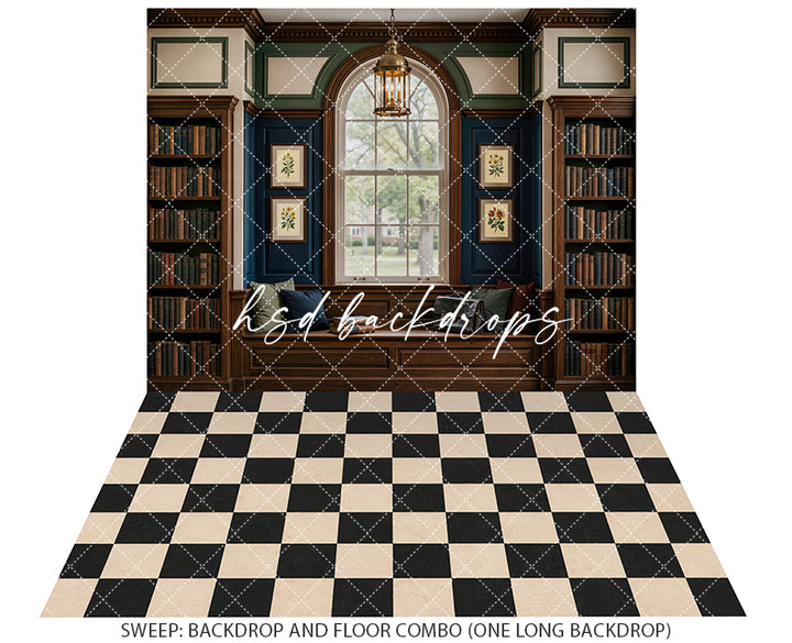 Academic Reading Nook Photography Backdrop – Timeless Student Portrait Scene | HSD Backdrops