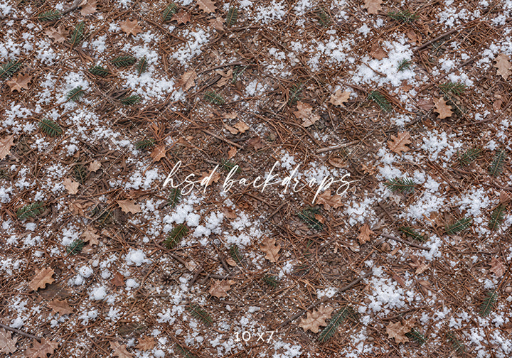 Snowy Woodland Forest Photography Floor Backdrop – Rustic Winter Studio Floor | HSD Backdrops