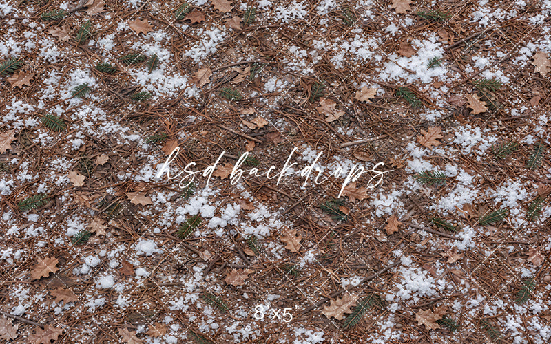 Snowy Woodland Forest Photography Floor Backdrop – Rustic Winter Studio Floor | HSD Backdrops
