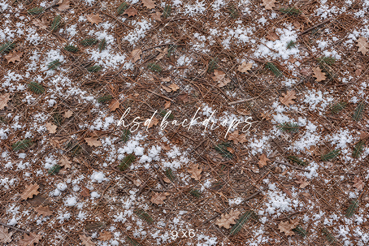 Snowy Woodland Forest Photography Floor Backdrop – Rustic Winter Studio Floor | HSD Backdrops
