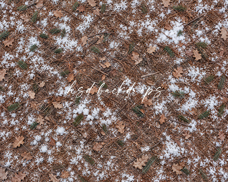Snowy Woodland Forest Photography Floor Mat – Rustic Winter Studio Floor | HSD Backdrops