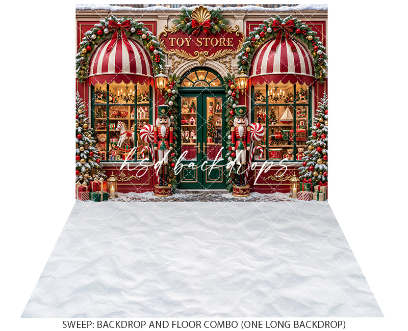 Nutcracker Christmas Toy Shop Photography Backdrop – Festive Holiday Portrait Scene | HSD Backdrops