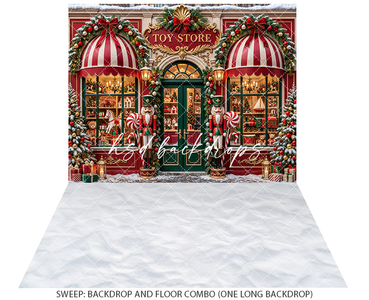 Nutcracker Christmas Toy Shop Photography Backdrop – Festive Holiday Portrait Scene | HSD Backdrops