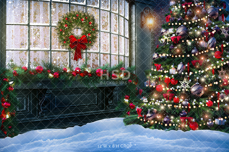Decorated Christmas Window - HSD Photography Backdrops 