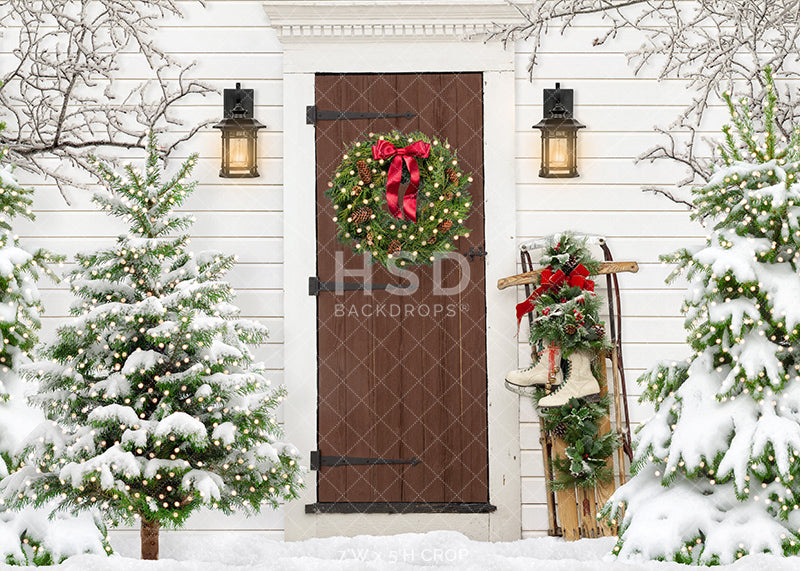 Rustic Christmas Barn Door - HSD Photography Backdrops 