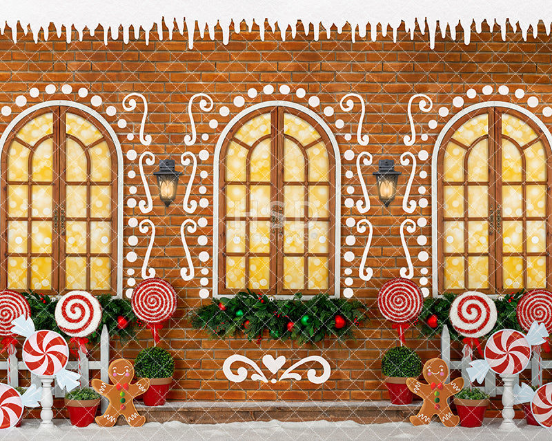 Gingerbread House Wall Backdrop. Christmas Backdrops for Pictures