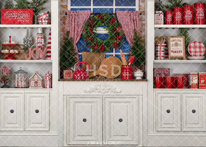 Christmas Kitchen Backdrop for Christmas Baking Photography