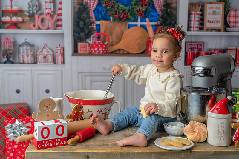 Christmas Kitchen Backdrop for Christmas Baking Photography