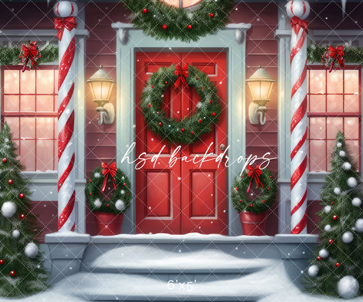 Candy Cane Columns Cottage (sweep options) - HSD Photography Backdrops 
