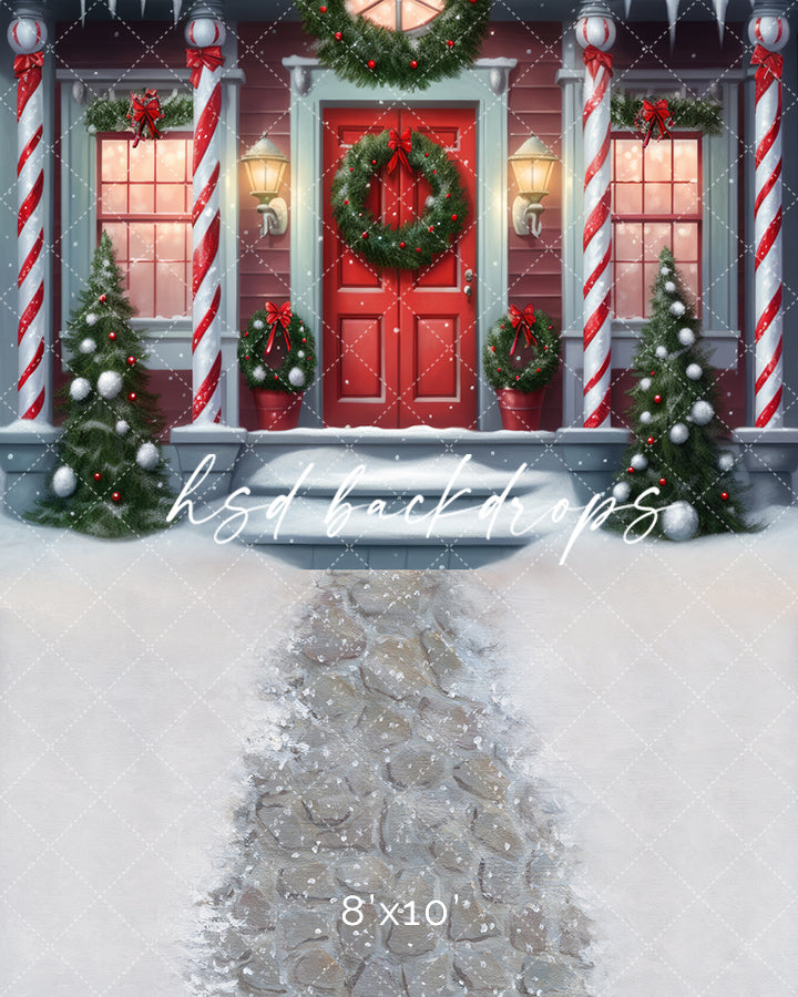 Candy Cane Columns Cottage (sweep options) - HSD Photography Backdrops 