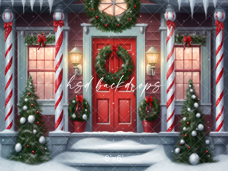 Candy Cane Columns Cottage (sweep options) - HSD Photography Backdrops 