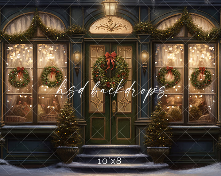 Downtown Christmas Storefront (sweep options) - HSD Photography Backdrops 
