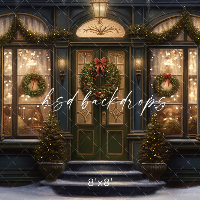 Downtown Christmas Storefront (sweep options) - HSD Photography Backdrops 
