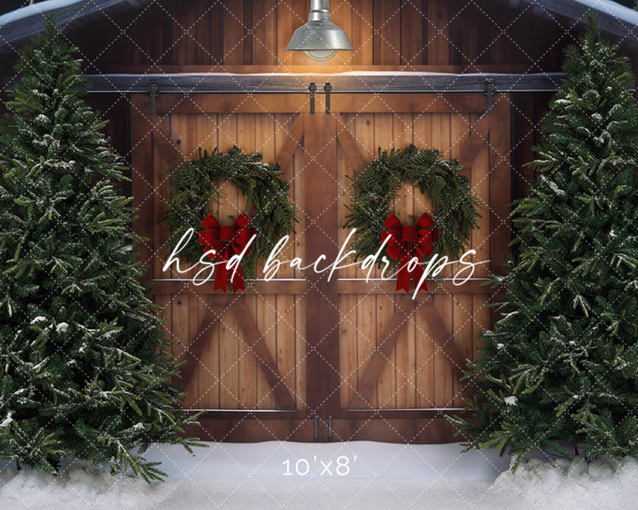 Christmas Tree Barn Doors 10'X8' - RTS - HSD Photography Backdrops 