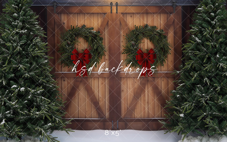 Christmas Tree Farm Barn Doors - HSD Photography Backdrops 