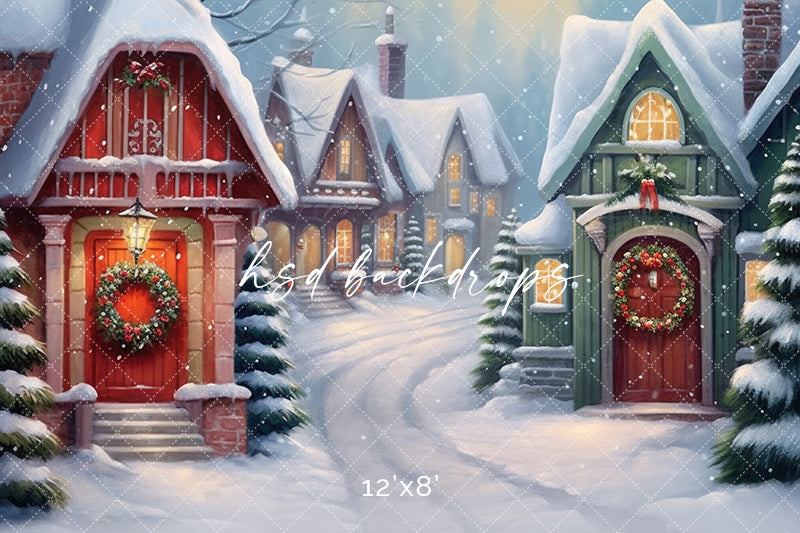 Snowy Winter Christmas Cottage Door Backdrop for Photography – HSD Photography Backdrops snowy-winter-christmas-cottage-door-backdrop-for-photography-hsd-photography-backdrops