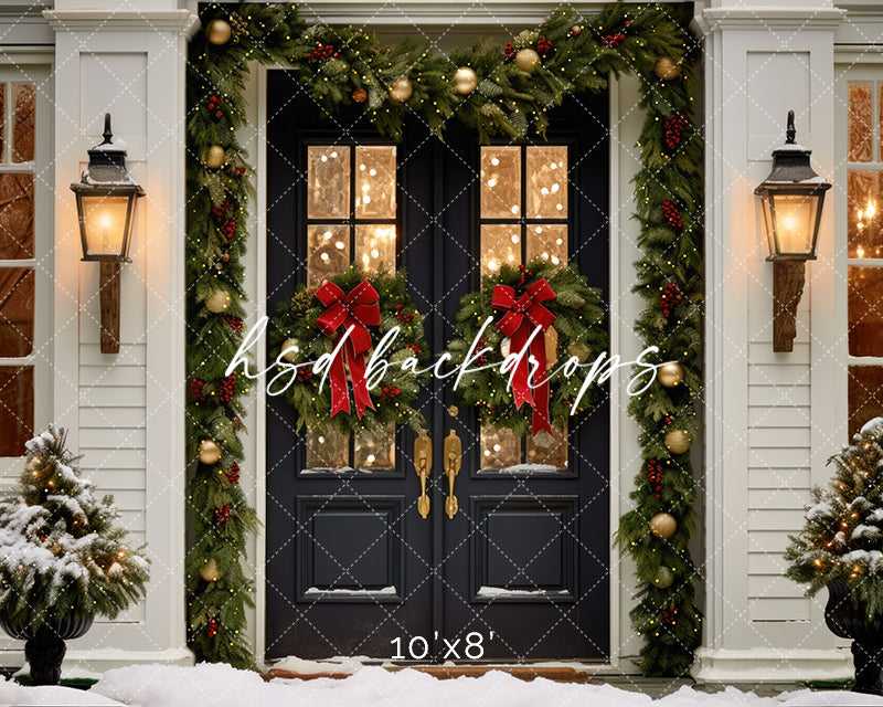 Farmhouse Christmas Door 10'X8' - RTS - HSD Photography Backdrops 