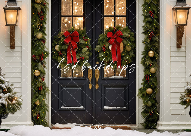 Farmhouse Christmas Door - HSD Photography Backdrops 