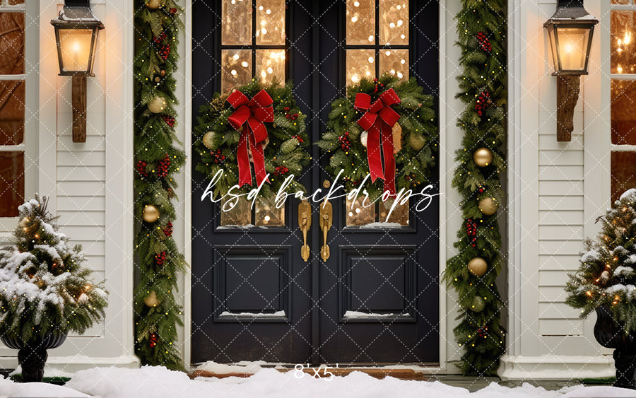 Farmhouse Christmas Door - HSD Photography Backdrops 