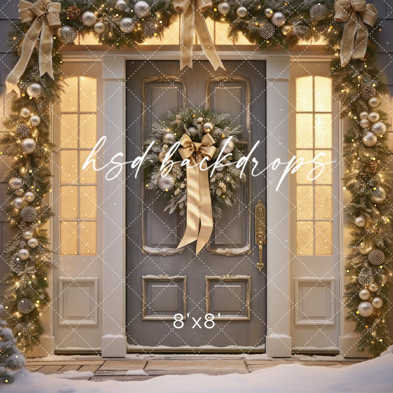 Silver & Champagne Holiday Door (sweep options) - HSD Photography Backdrops 