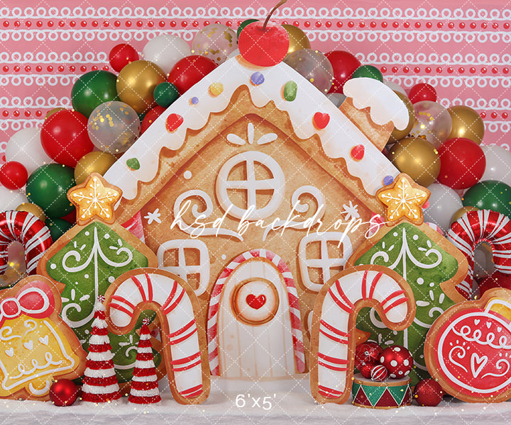 Gingerbread House Christmas Balloon Garland Backdrop for Birthday