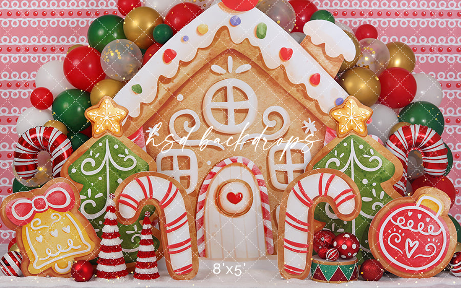 Gingerbread House Christmas Balloon Garland Backdrop for Birthday