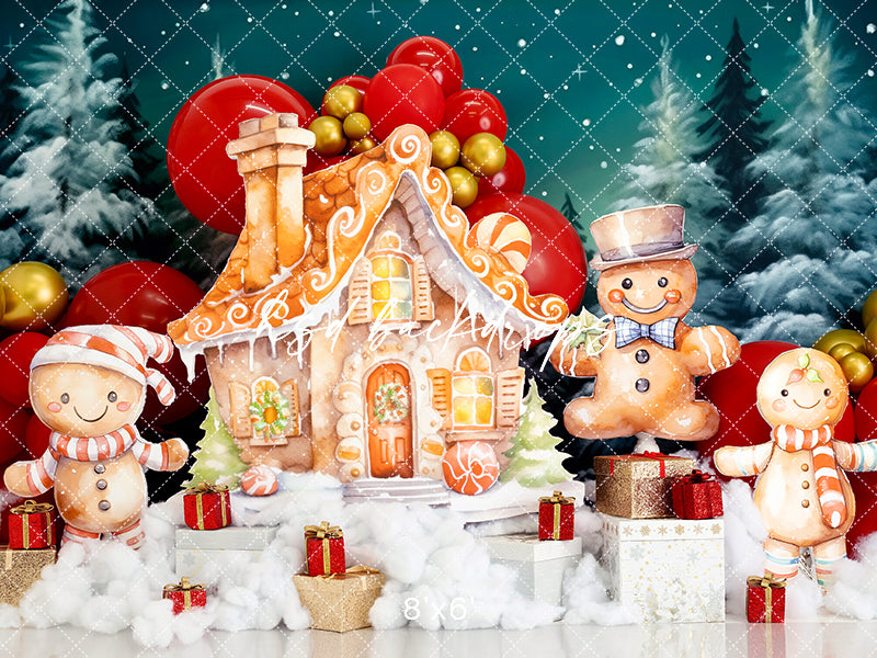 Gingerbread House on the Hill - HSD Photography Backdrops 