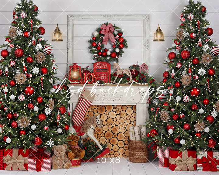 Cozy Christmas Fireplace 10'X8' - RTS - HSD Photography Backdrops 