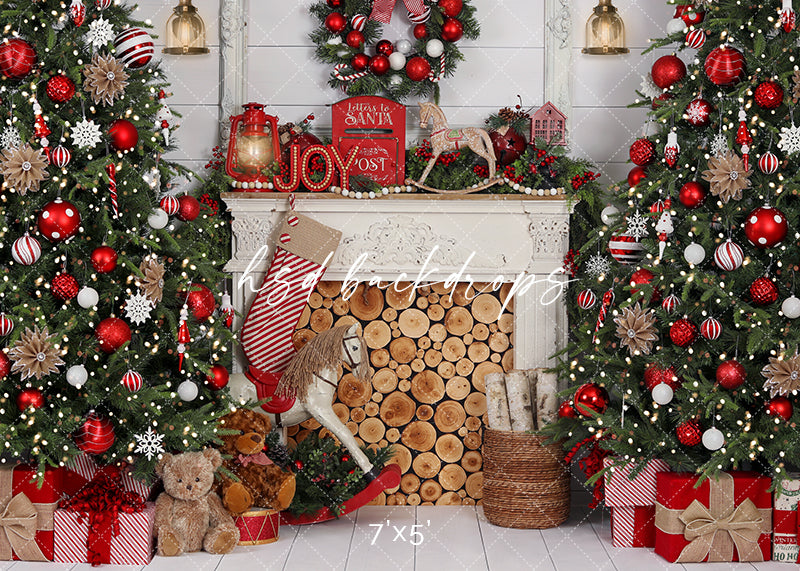 Cozy Christmas Fireplace - HSD Photography Backdrops 
