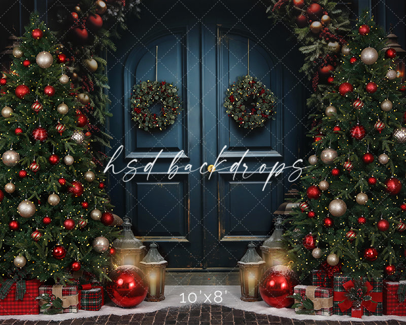 Festive Christmas Door - HSD Photography Backdrops 
