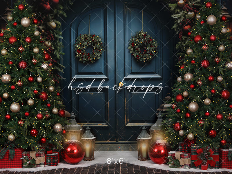 Festive Christmas Door - HSD Photography Backdrops 