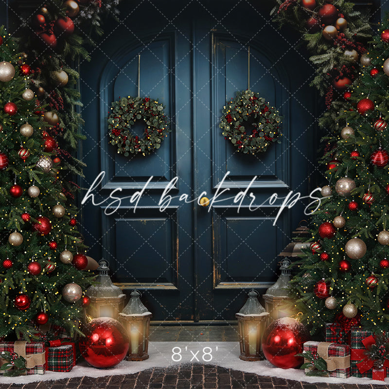 Festive Christmas Door - HSD Photography Backdrops 