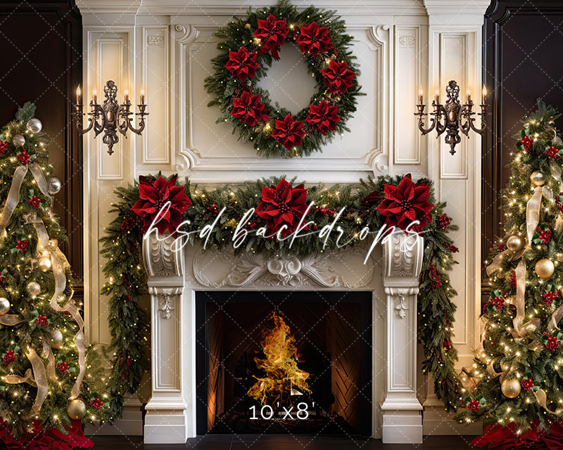 Classic Christmas Fireplace - HSD Photography Backdrops 