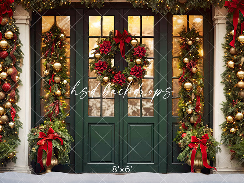 Emerald Christmas Door - HSD Photography Backdrops 