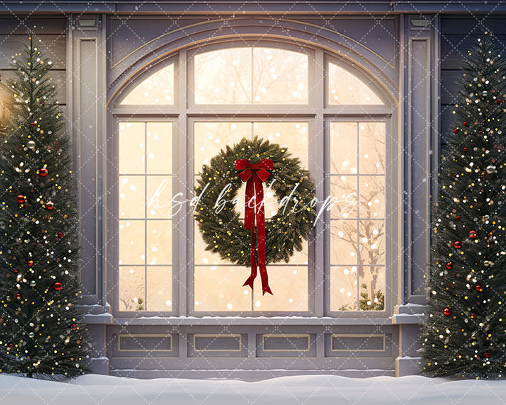 Christmas Window Backdrop for Photography | Winter Wonderland Backdrop