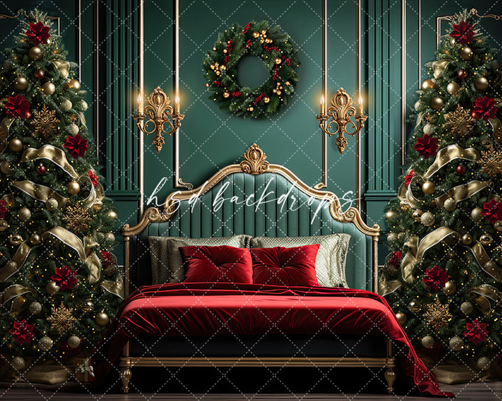 Elegant Christmas Room Headboard Photo Backdrop for Pictures